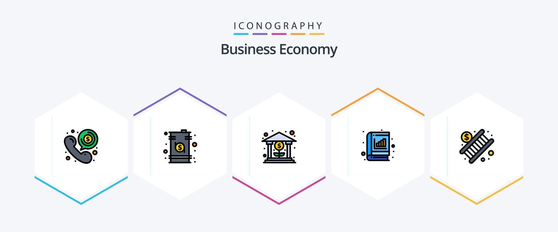 Economy 25 FilledLine icon pack including graph. analytic. drum. analysis. money vector