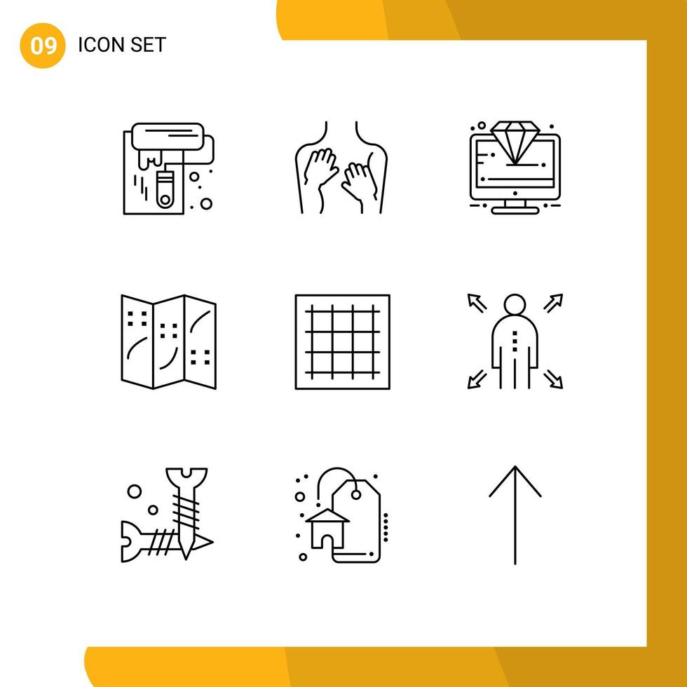 Set of 9 Modern UI Icons Symbols Signs for grid navigation woman map premium Editable Vector Design Elements