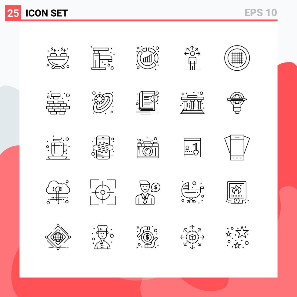 Pictogram Set of 25 Simple Lines of line grid report human abilities Editable Vector Design Elements