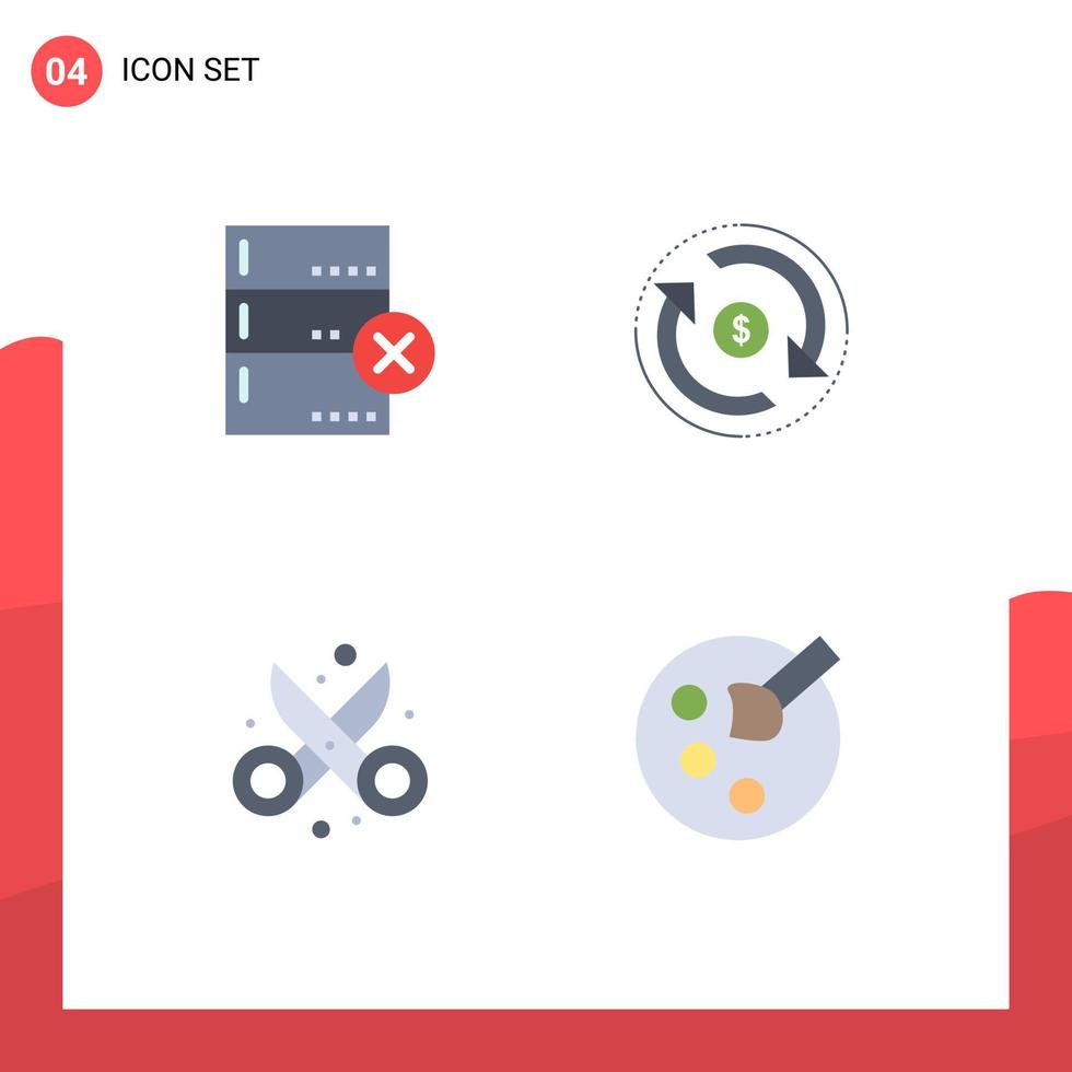 Group of 4 Modern Flat Icons Set for cancel cut circulation market scissor Editable Vector Design Elements