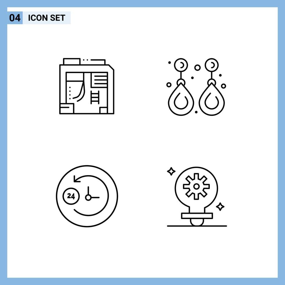 Editable Vector Line Pack of 4 Simple Filledline Flat Colors of atx clock computer gemstone support Editable Vector Design Elements