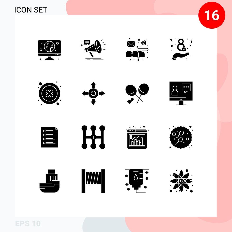 16 Universal Solid Glyph Signs Symbols of interface cancel box women day Editable Vector Design Elements