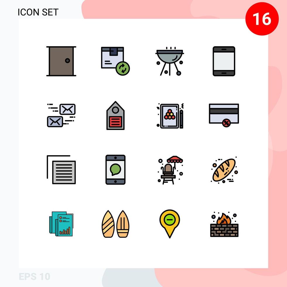 16 User Interface Flat Color Filled Line Pack of modern Signs and Symbols of gadget computers service grill cafe Editable Creative Vector Design Elements