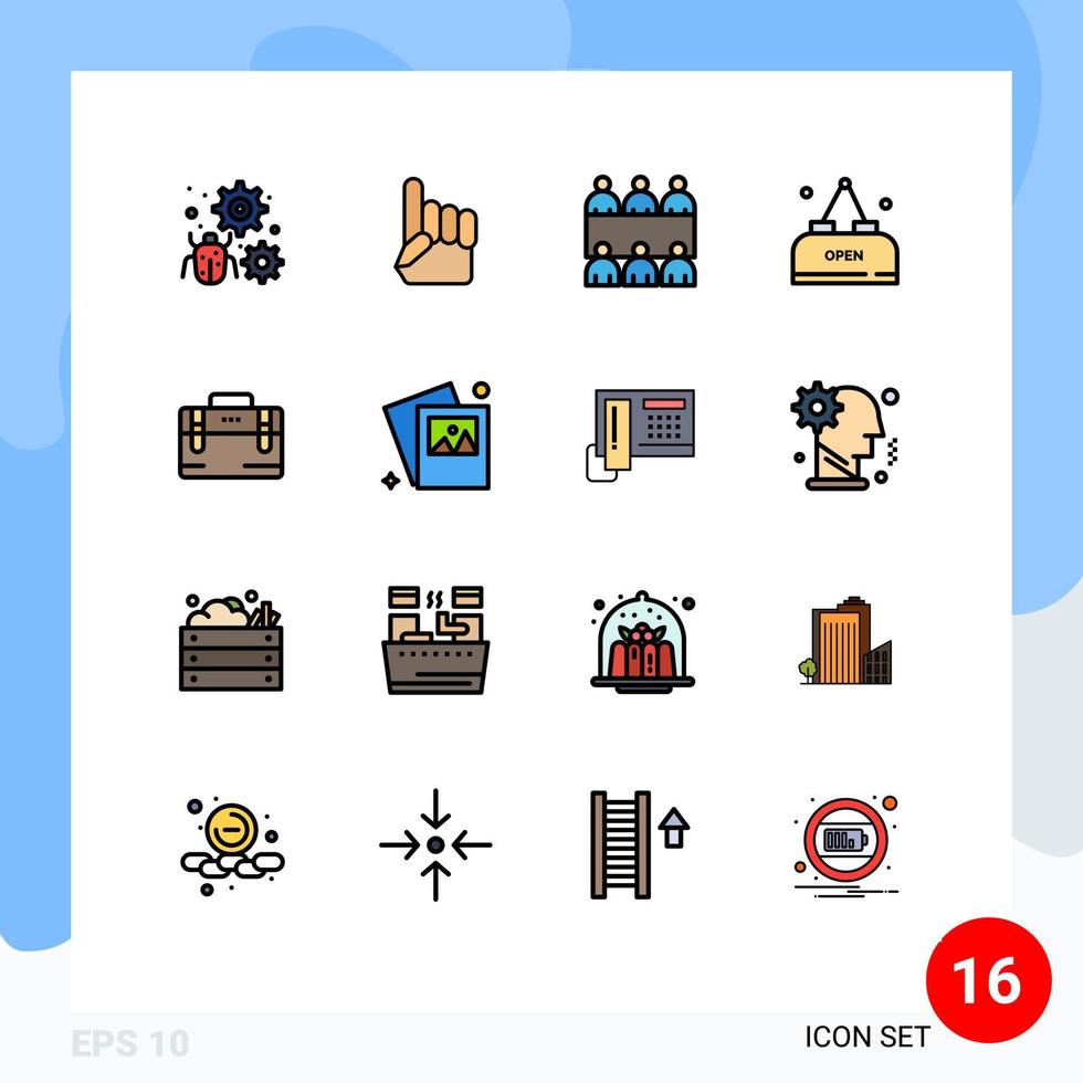 Stock Vector Icon Pack of 16 Line Signs and Symbols for office bag open american meal drink Editable Creative Vector Design Elements