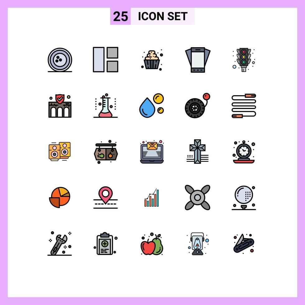 Stock Vector Icon Pack of 25 Line Signs and Symbols for tilt phone layout mobile sweets Editable Vector Design Elements