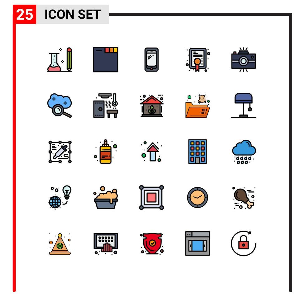 Set of 25 Modern UI Icons Symbols Signs for antique camera degree phone award samsung Editable Vector Design Elements