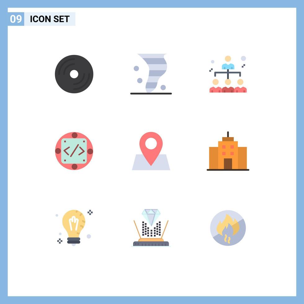 9 Flat Color concept for Websites Mobile and Apps management custom weather code people Editable Vector Design Elements
