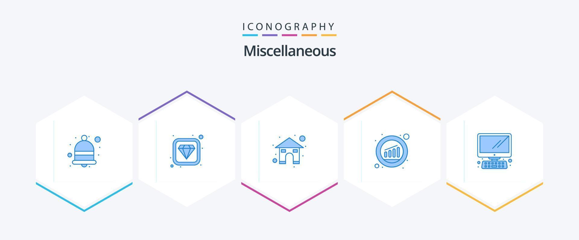 Miscellaneous 25 Blue icon pack including desktop. home. graph. analytics vector