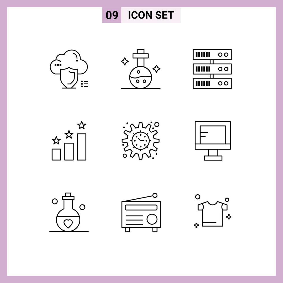 Pack of 9 creative Outlines of timeline funding tube success achievement Editable Vector Design Elements