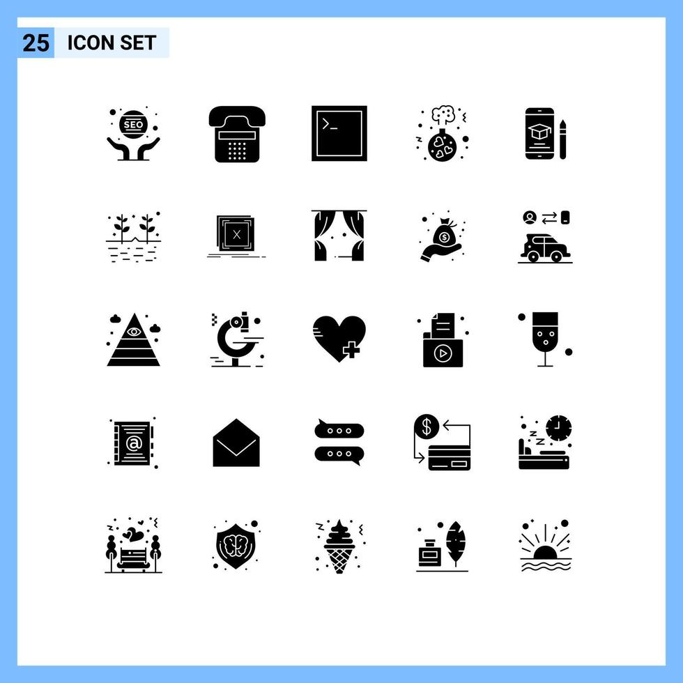 Universal Icon Symbols Group of 25 Modern Solid Glyphs of cap love device heart terminal Editable Vector Design Elements