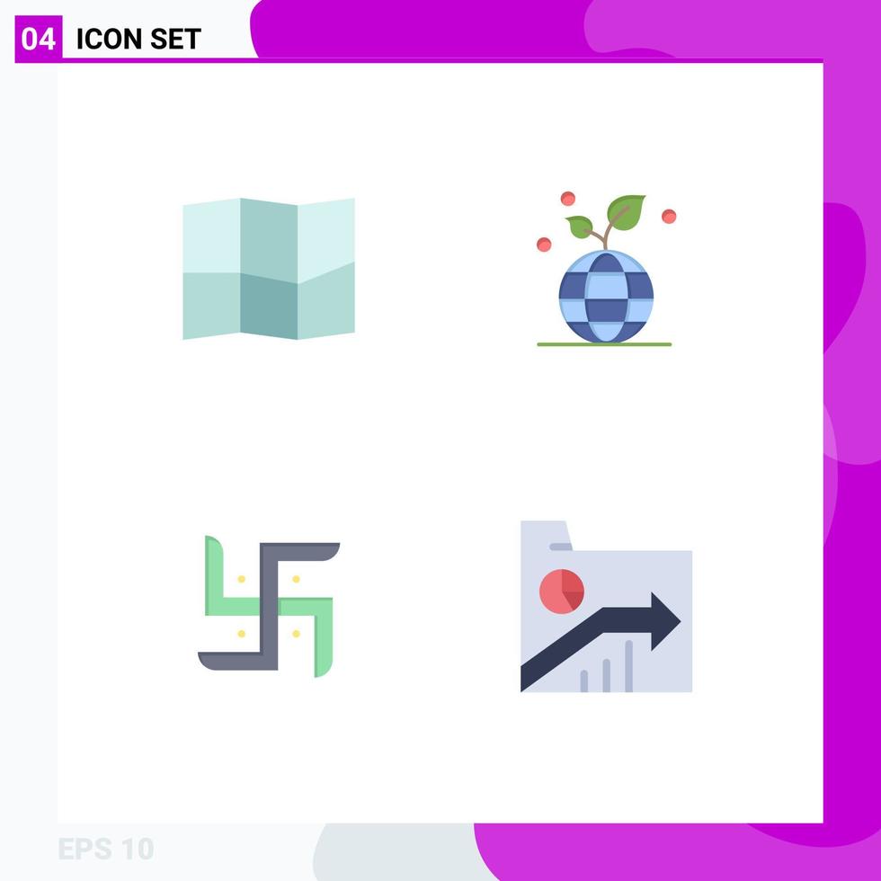 4 Universal Flat Icon Signs Symbols of location religion eco church data Editable Vector Design Elements