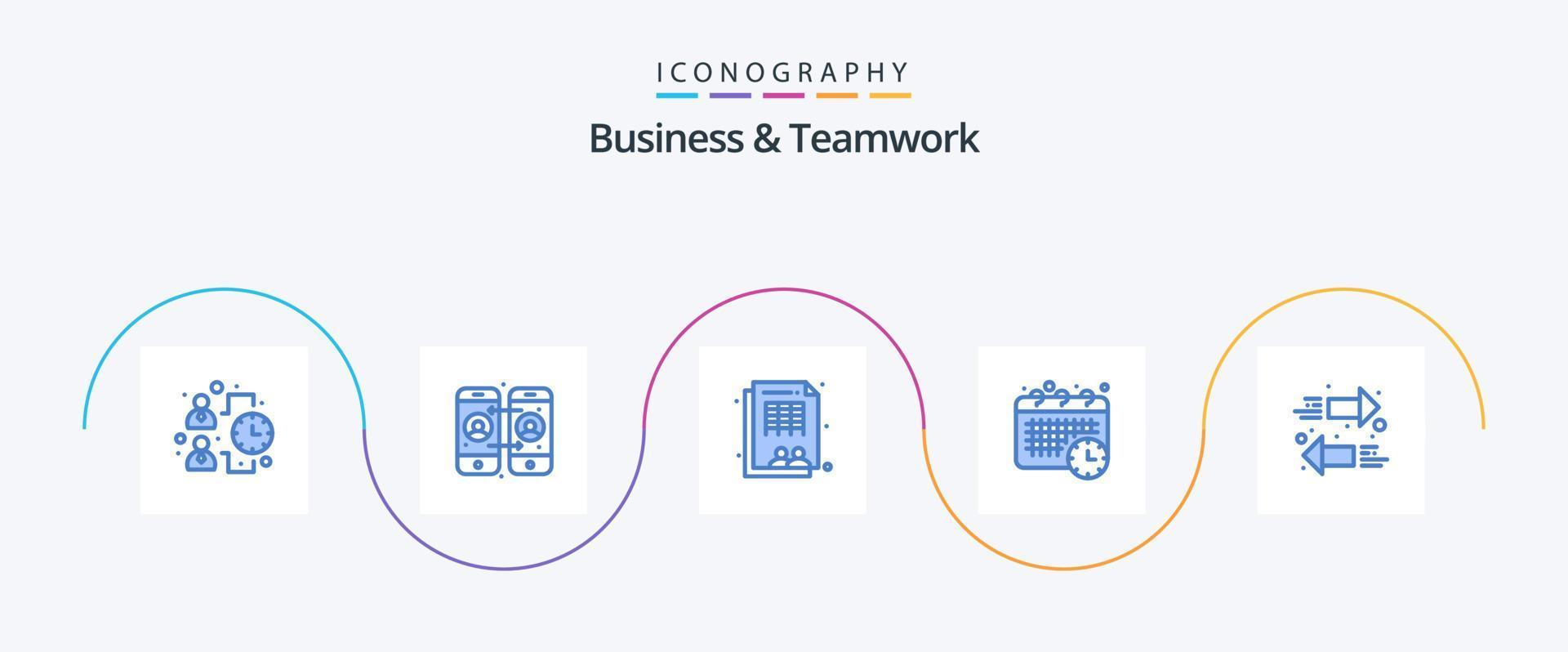 Business And Teamwork Blue 5 Icon Pack Including exchange. arrow. sheet. appointment. schedule vector