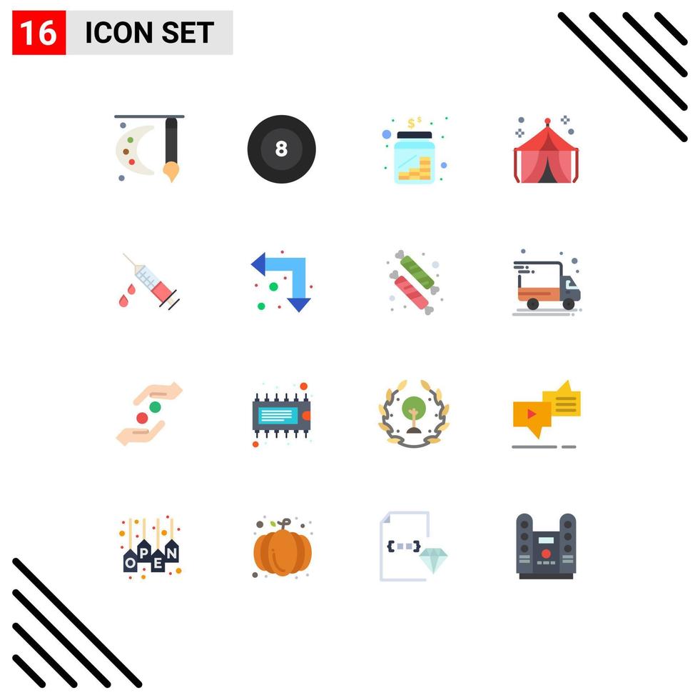 Set of 16 Modern UI Icons Symbols Signs for dope fair cash entertainment savings Editable Pack of Creative Vector Design Elements
