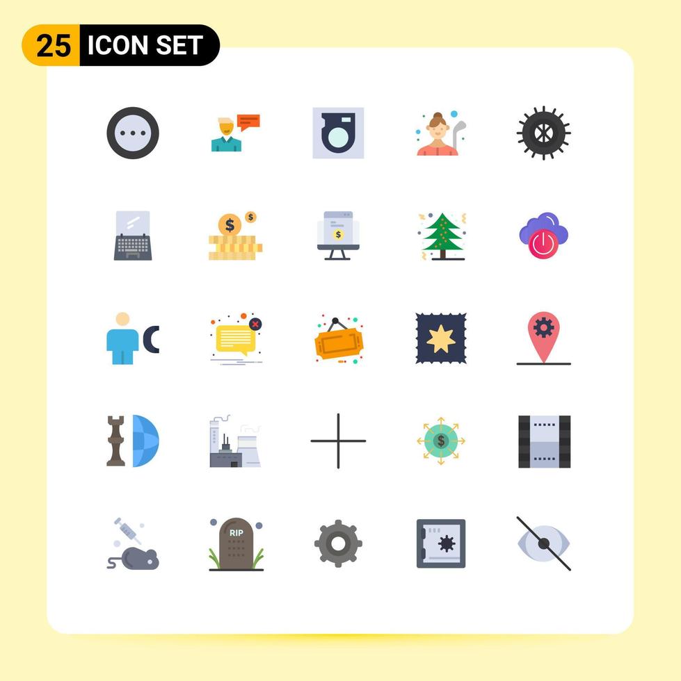 Pictogram Set of 25 Simple Flat Colors of lady golfer golf player man golf hard Editable Vector Design Elements
