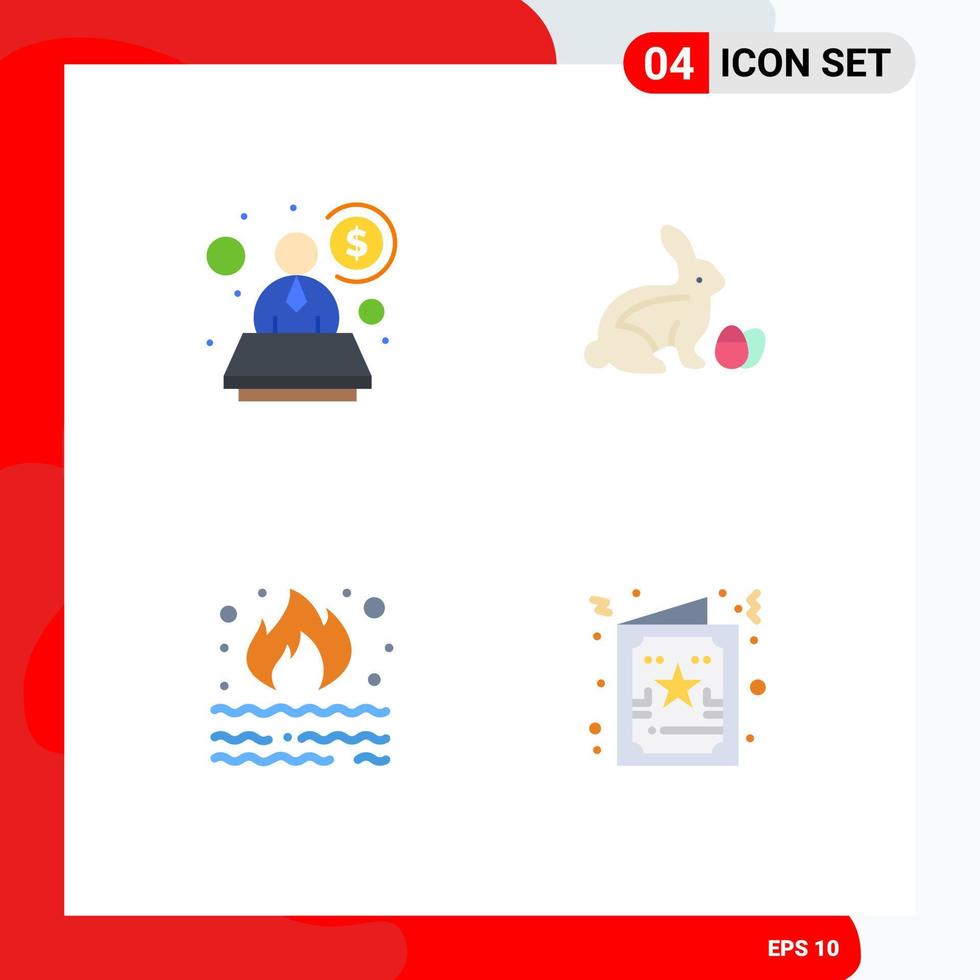 paquete de 4 iconos planos creativos de cuenta basura robo naturaleza humo elementos de diseño vectorial editables vector