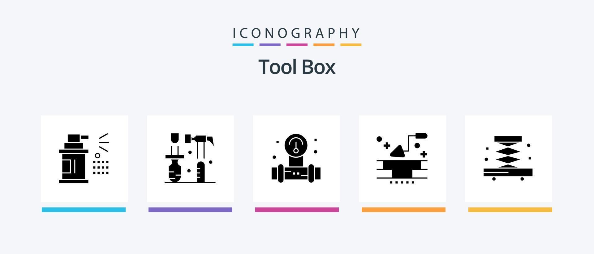 paquete de iconos de herramientas glifo 5 que incluye la industria. pared. manómetro. paleta. ladrillo. diseño de iconos creativos vector