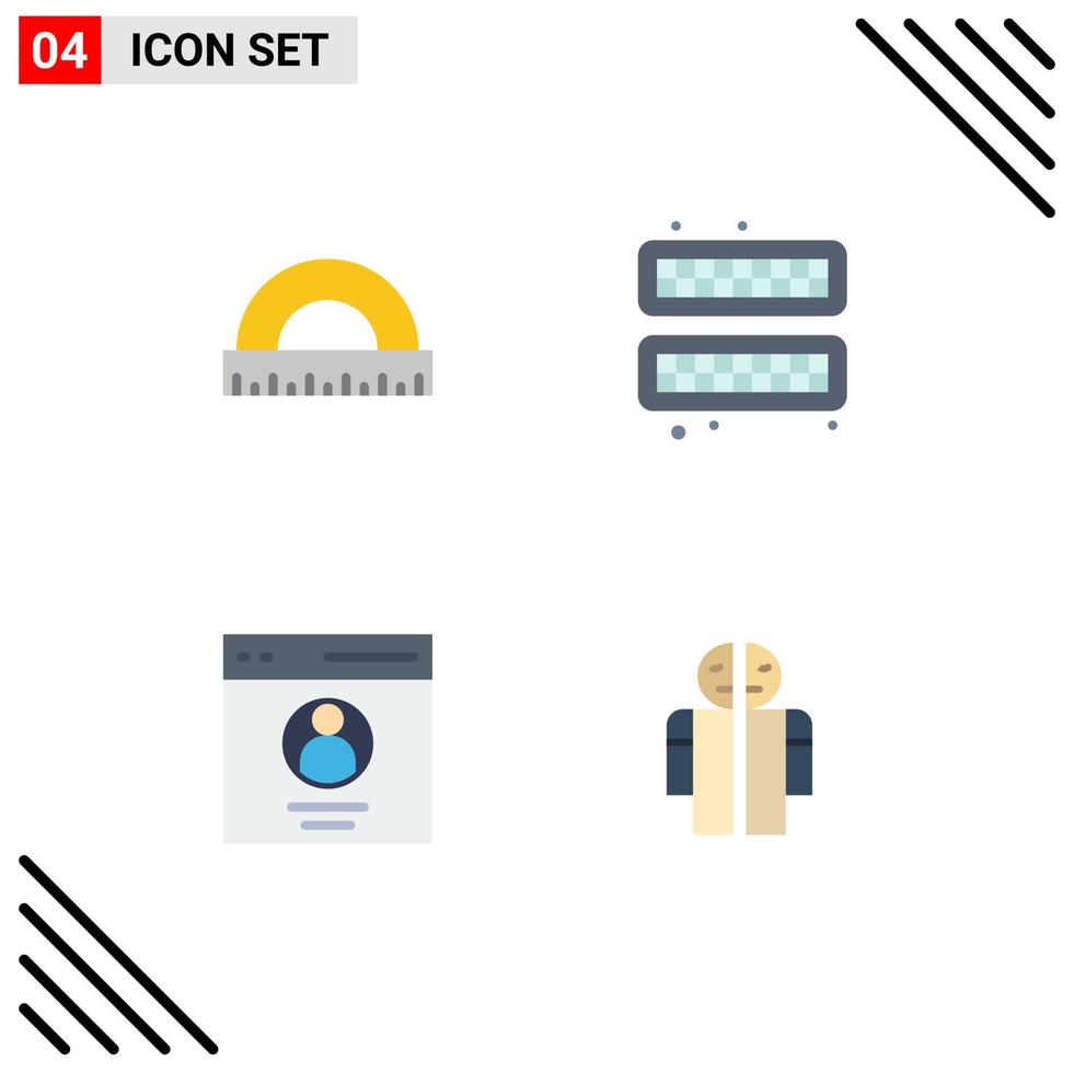 4 Flat Icon concept for Websites Mobile and Apps angle communication ruler cube profile Editable Vector Design Elements