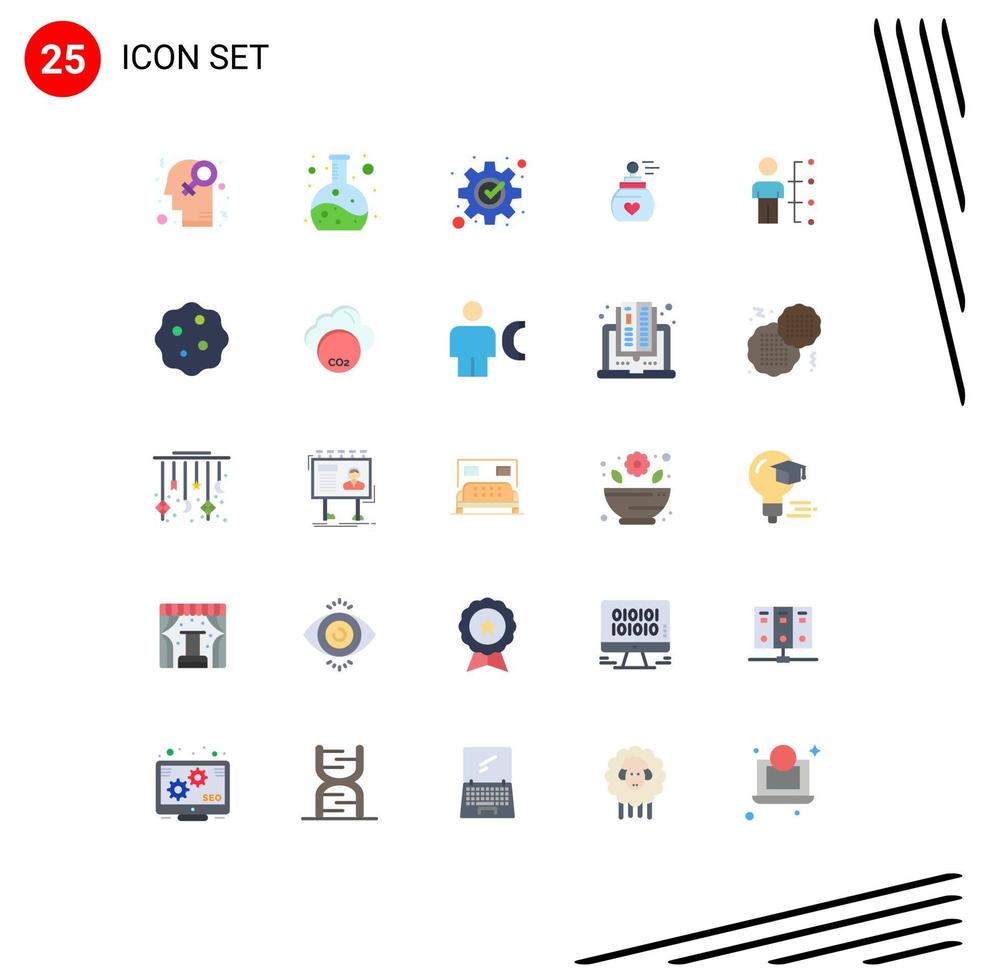 Pictogram Set of 25 Simple Flat Colors of employee skills fix aroma fragnence Editable Vector Design Elements