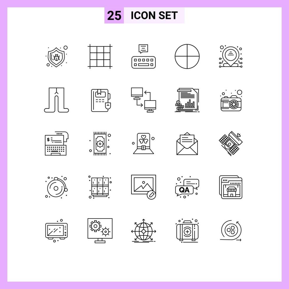 25 User Interface Line Pack of modern Signs and Symbols of book clothes aspirin baby dedicated Editable Vector Design Elements