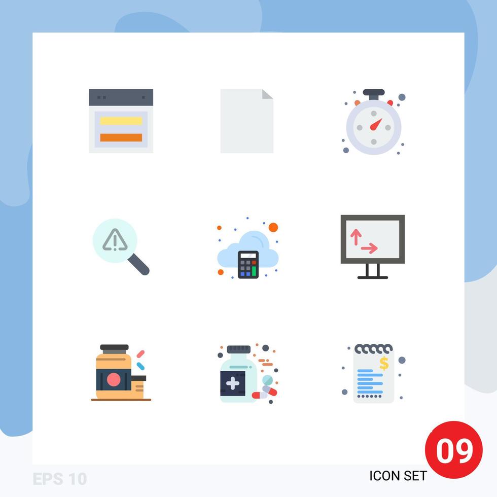 9 Creative Icons Modern Signs and Symbols of calculate accounting compass error search Editable Vector Design Elements