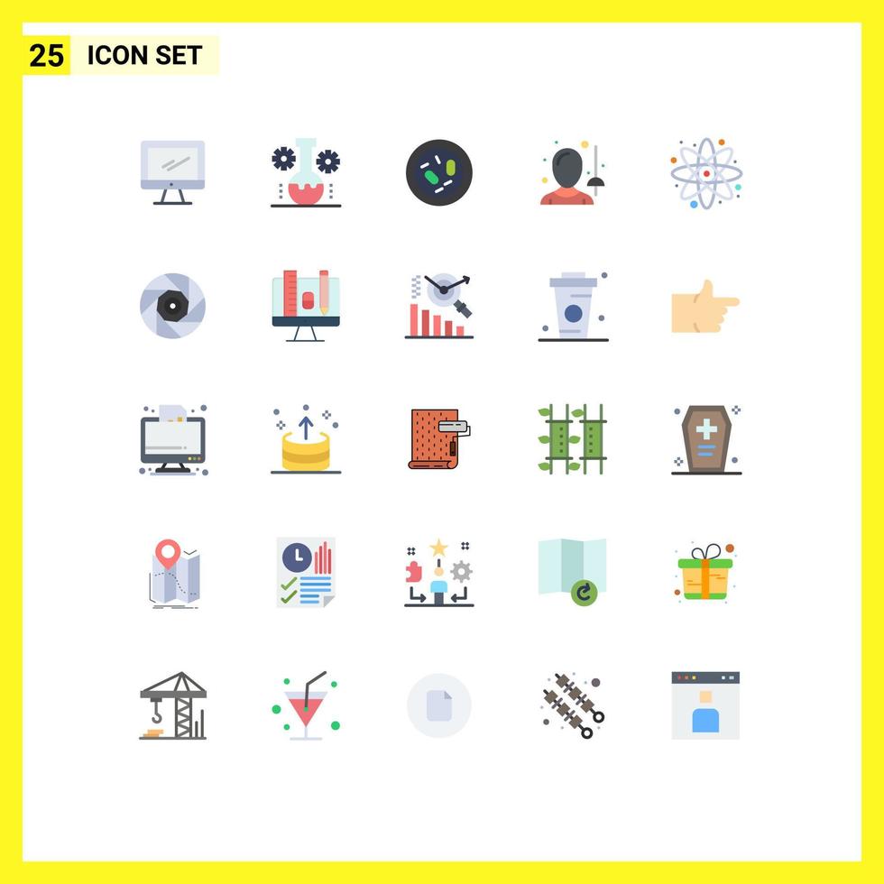 Modern Set of 25 Flat Colors and symbols such as sports female scientific research microbe germ Editable Vector Design Elements