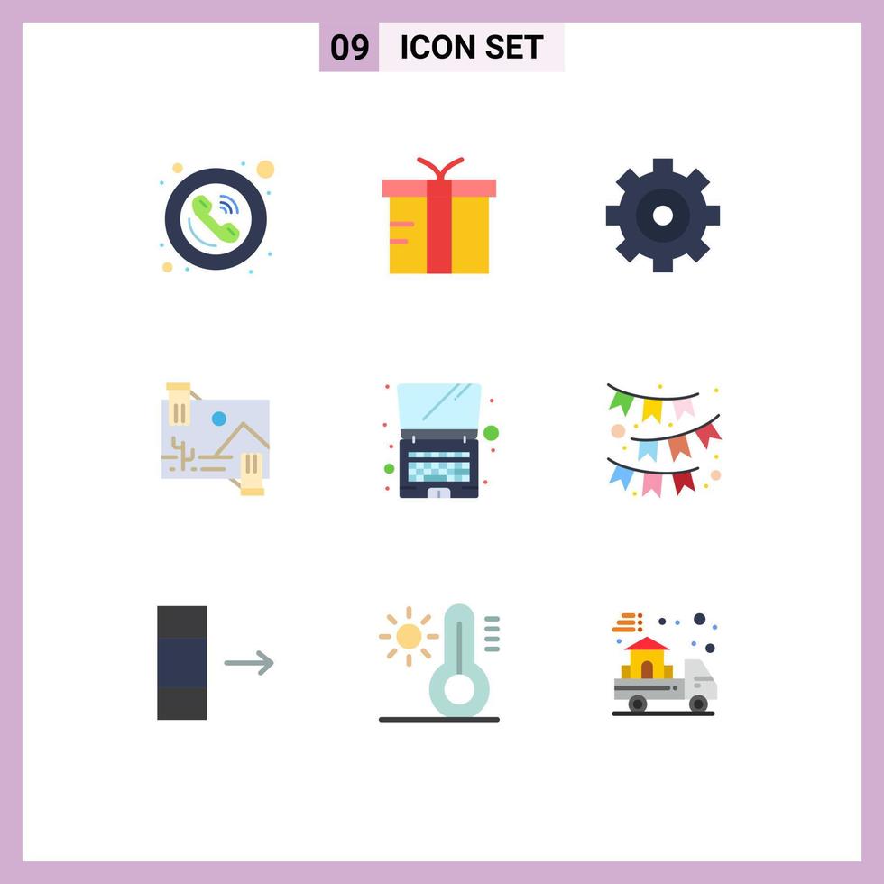 9 Thematic Vector Flat Colors and Editable Symbols of computer image global dividend contibution Editable Vector Design Elements