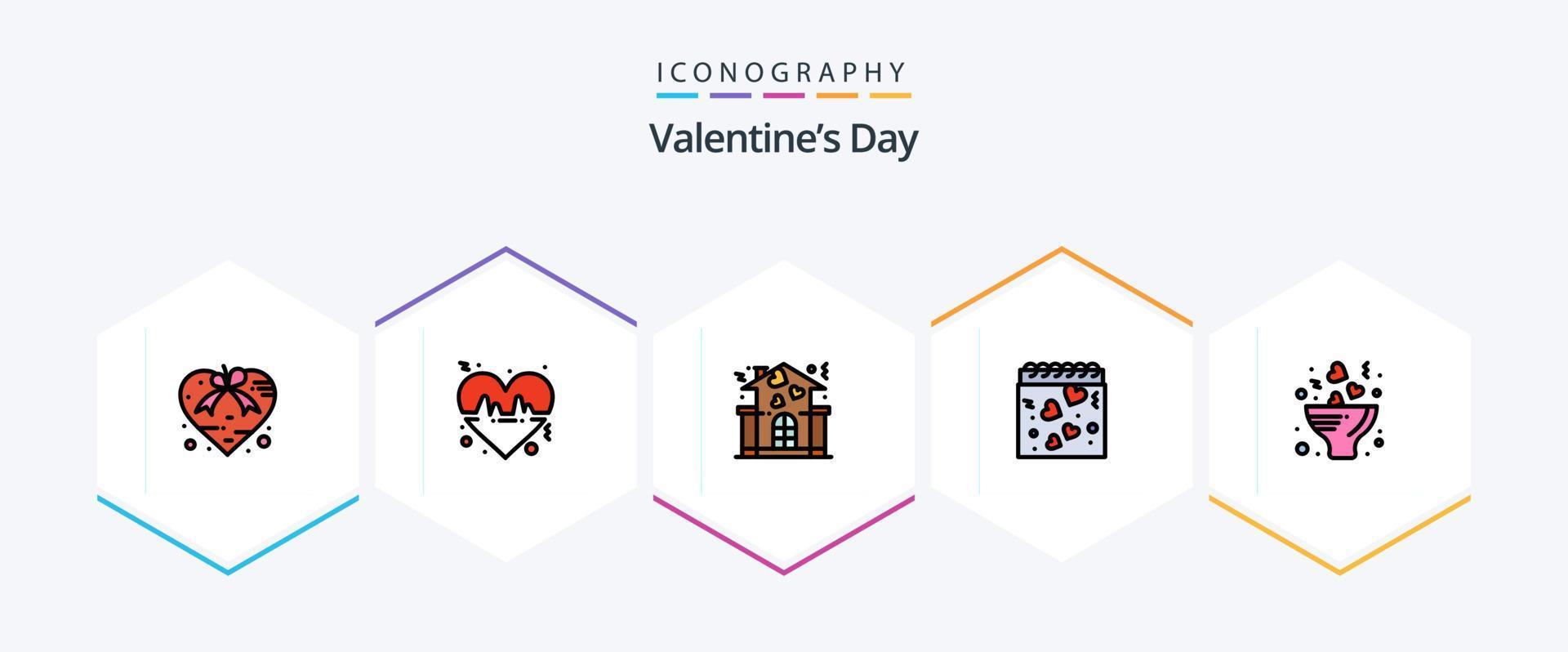 Valentines Day 25 FilledLine icon pack including bouquet. love. love. heart. people vector