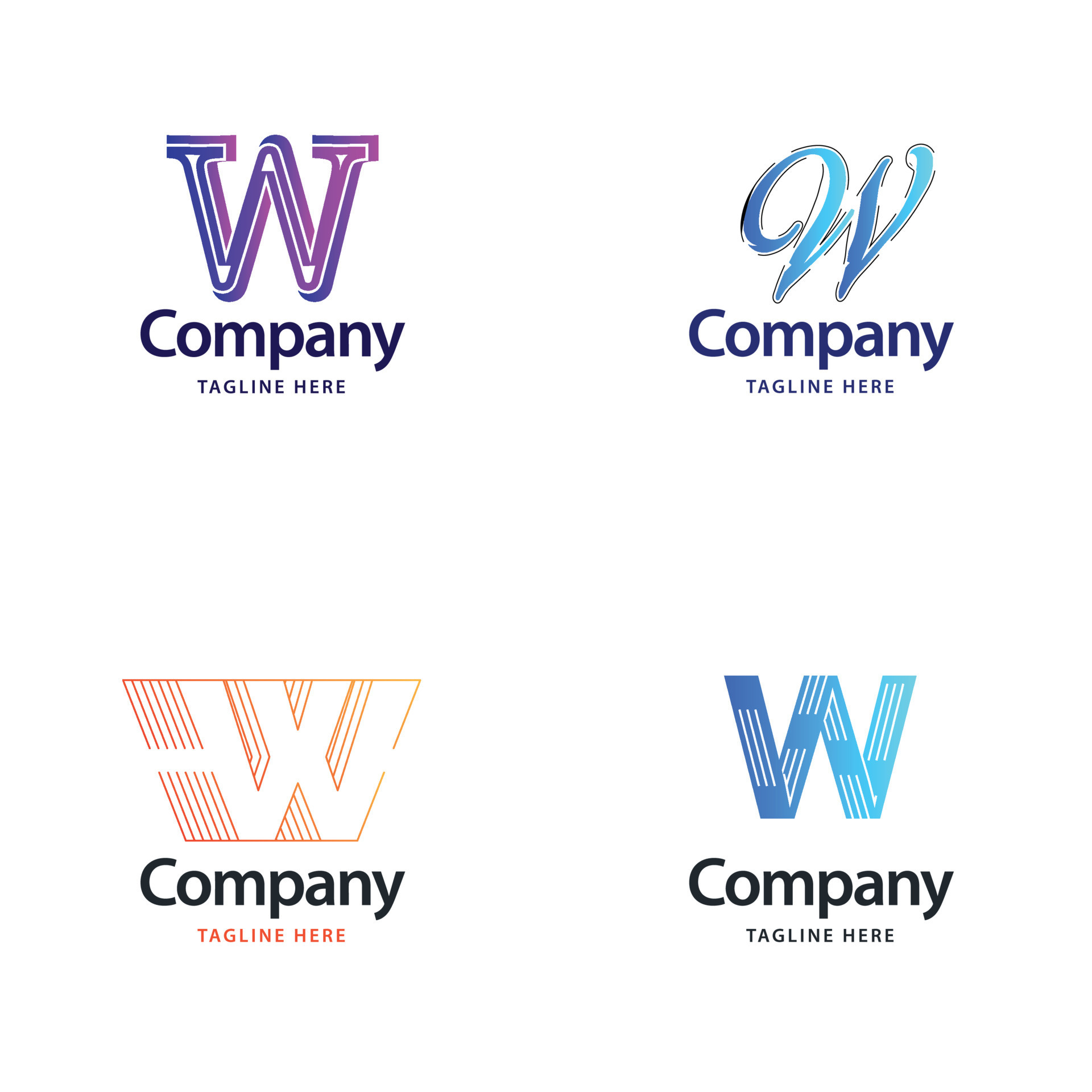 Free Vector  Letter w big logo pack design creative modern logos design  for your business