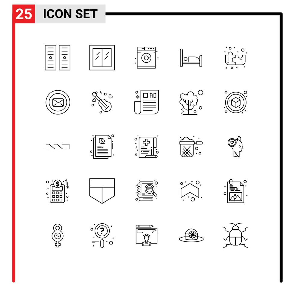 25 Line concept for Websites Mobile and Apps message strategy machine puzzle patient Editable Vector Design Elements