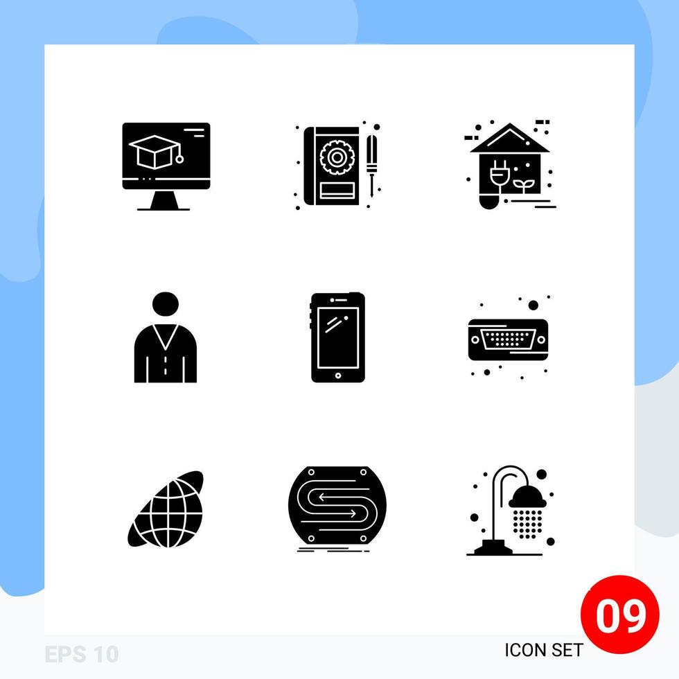 paquete de iconos vectoriales de stock de 9 signos y símbolos de línea para personas servicio humano avatar hogar elementos de diseño vectorial editables vector