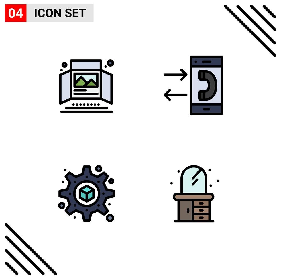 Pictogram Set of 4 Simple Filledline Flat Colors of ad outgoing print ad communication setting Editable Vector Design Elements