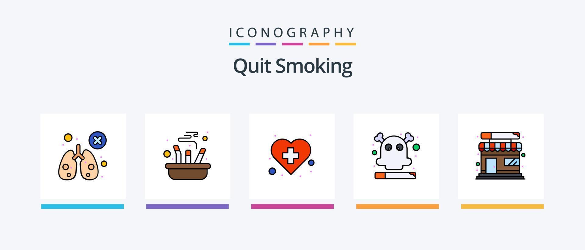 Quit Smoking Line Filled 5 Icon Pack Including death. smoking. hands. no. service. Creative Icons Design vector