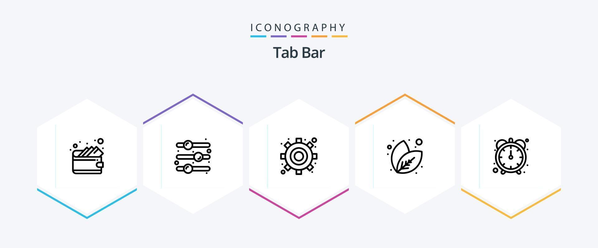barra de pestañas paquete de iconos de 25 líneas que incluye . cronógrafo. engranaje. productividad. planta vector