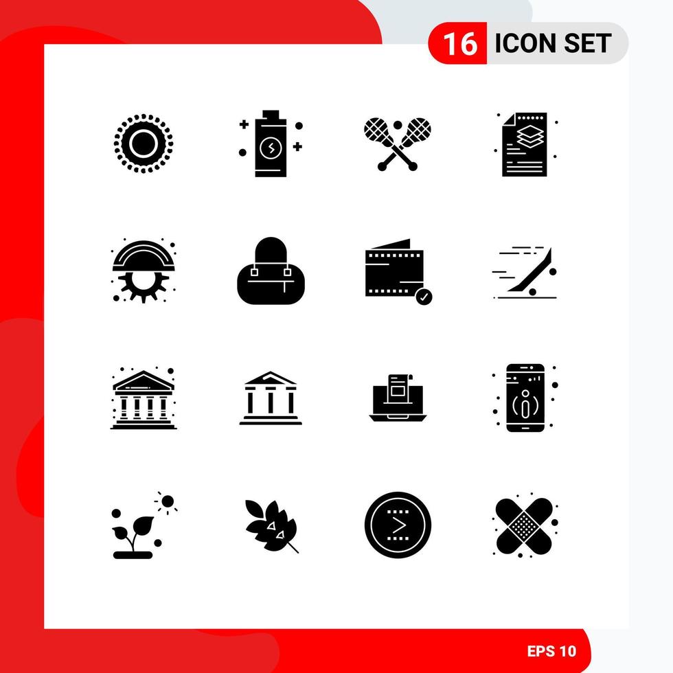 Stock Vector Icon Pack of 16 Line Signs and Symbols for line blades lacrosse layers process Editable Vector Design Elements