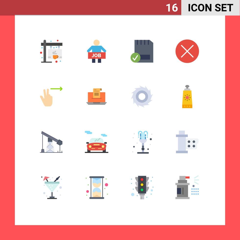 16 Universal Flat Colors Set for Web and Mobile Applications navigation close worker arrows devices Editable Pack of Creative Vector Design Elements