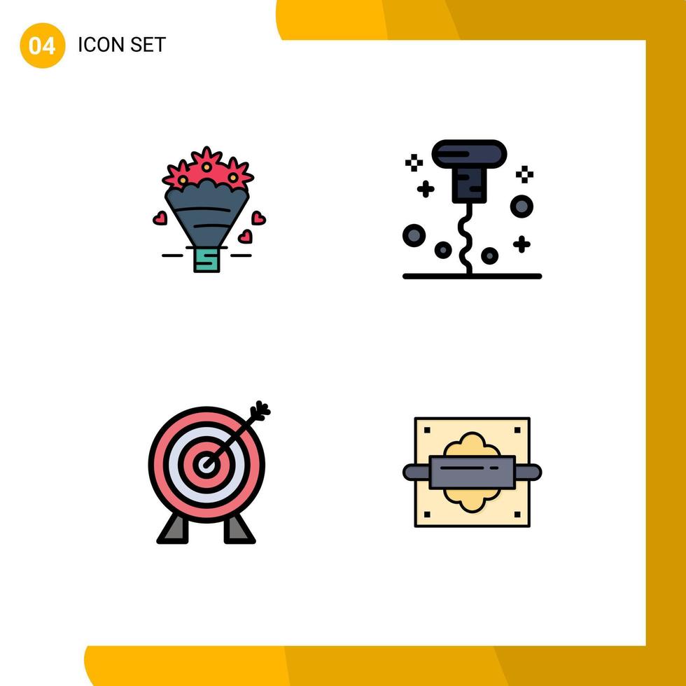 Modern Set of 4 Filledline Flat Colors and symbols such as popcone business wedding miscellaneous money Editable Vector Design Elements