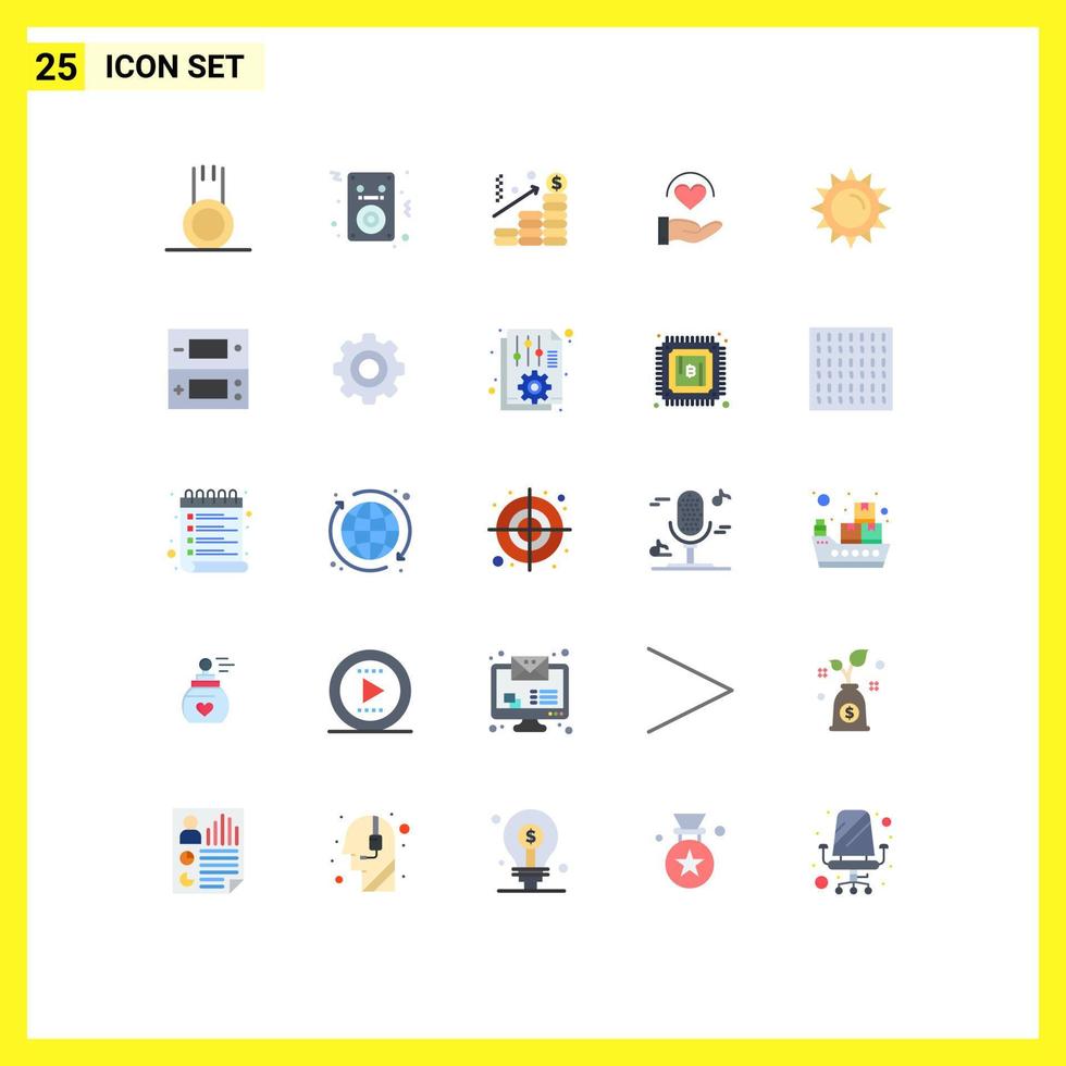 Editable Vector Line Pack of 25 Simple Flat Colors of brightness hand analysis heart medical Editable Vector Design Elements