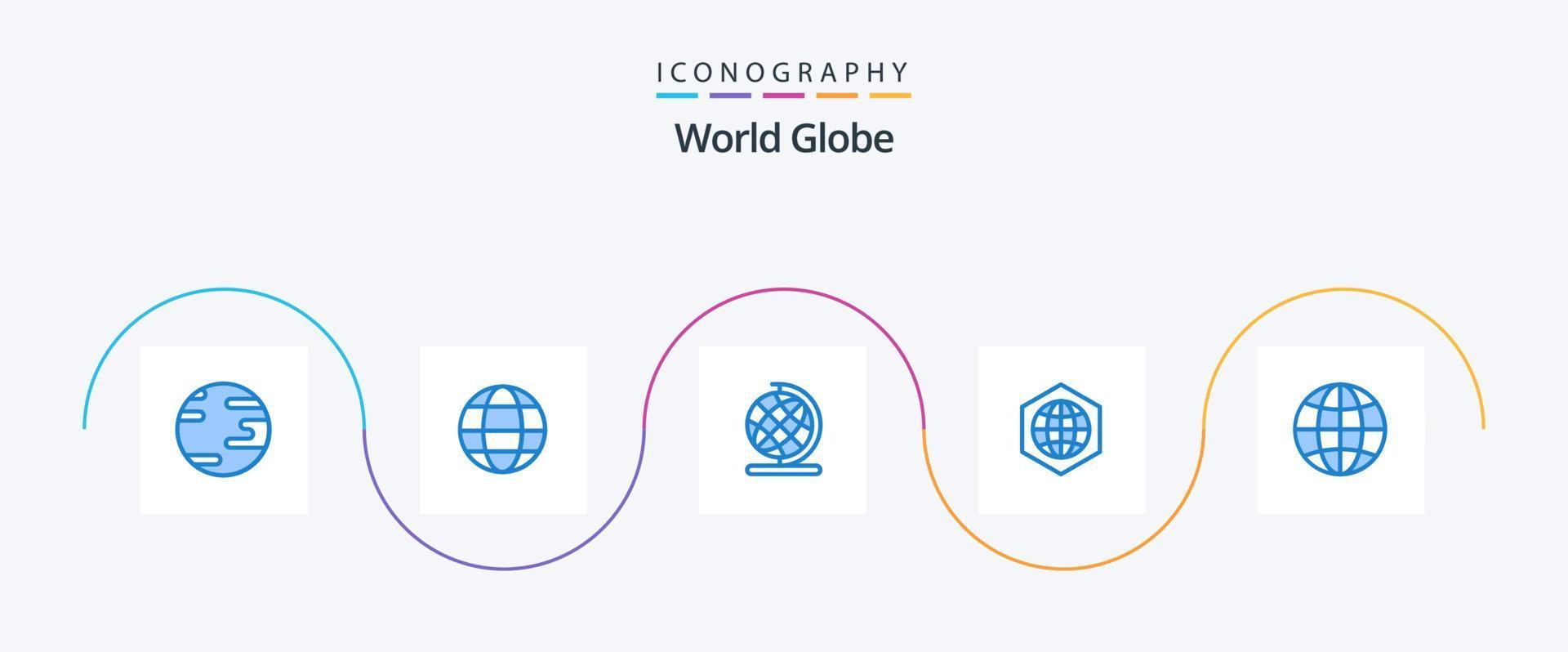 paquete de iconos globo azul 5 que incluye . mundo. globo. globo. Internet vector