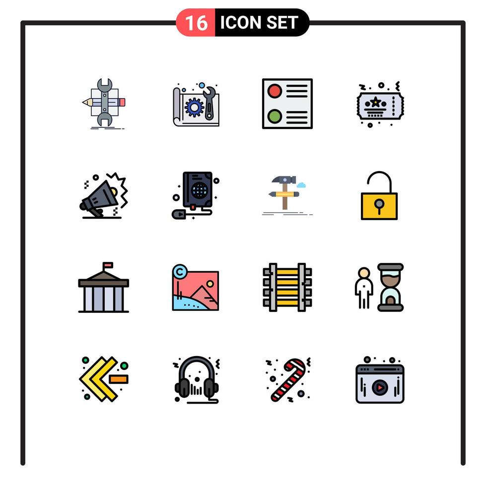 paquete de iconos de vector de stock de 16 signos y símbolos de línea para elementos de diseño de vector creativo editable de boleto nocturno de papel de fiesta de bienes raíces