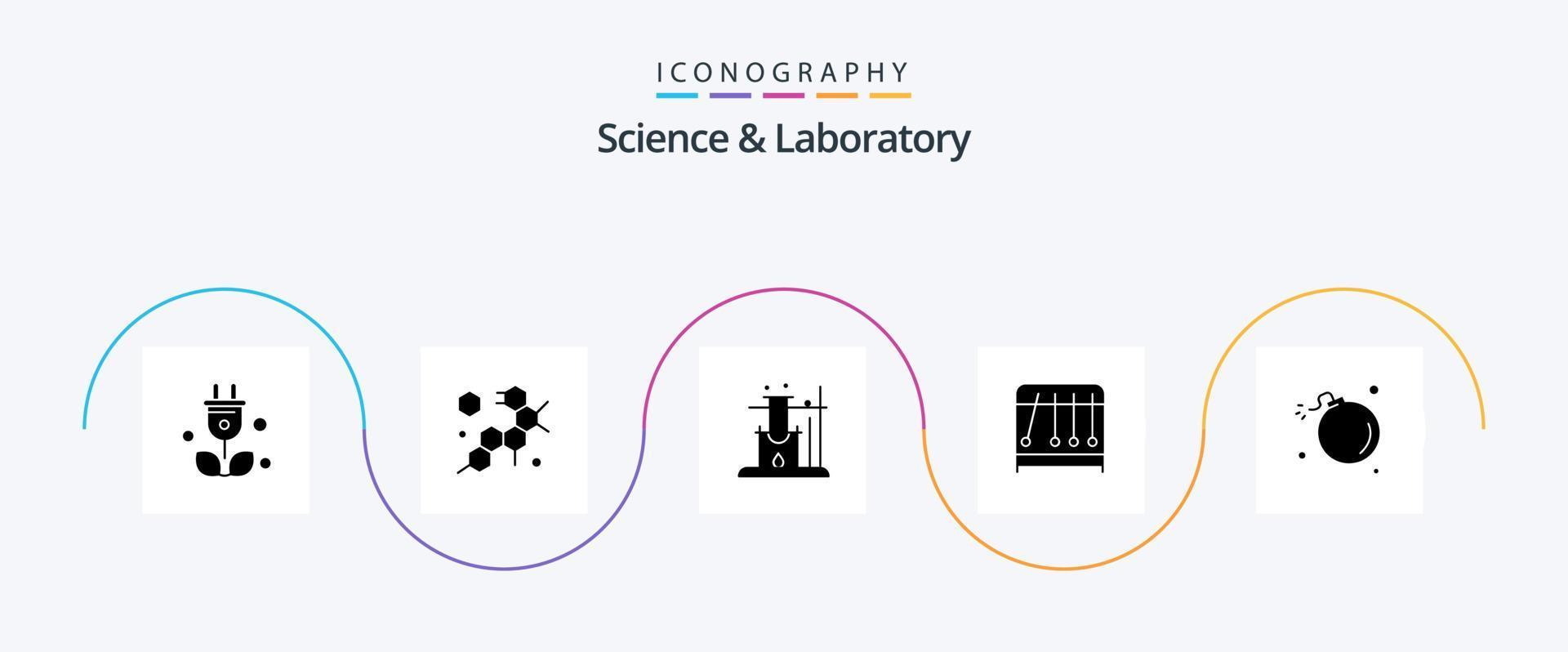 Science Glyph 5 Icon Pack Including science. explosion. science. comet. science vector