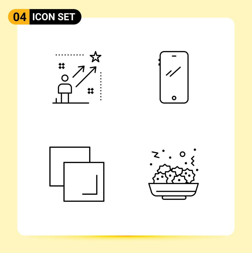 4 Universal Filledline Flat Colors Set for Web and Mobile Applications user iphone arrow smart phone duplicate Editable Vector Design Elements