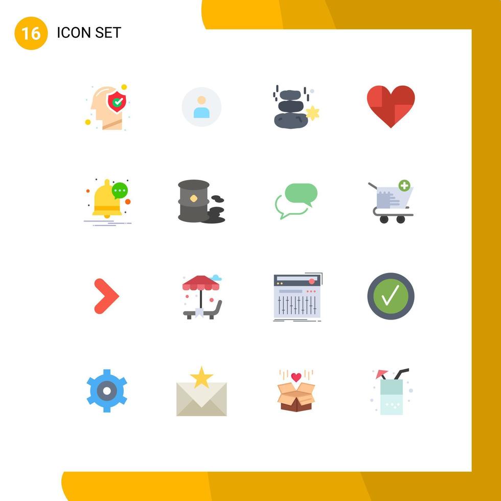 Pictogram Set of 16 Simple Flat Colors of favorite love ui heart square Editable Pack of Creative Vector Design Elements