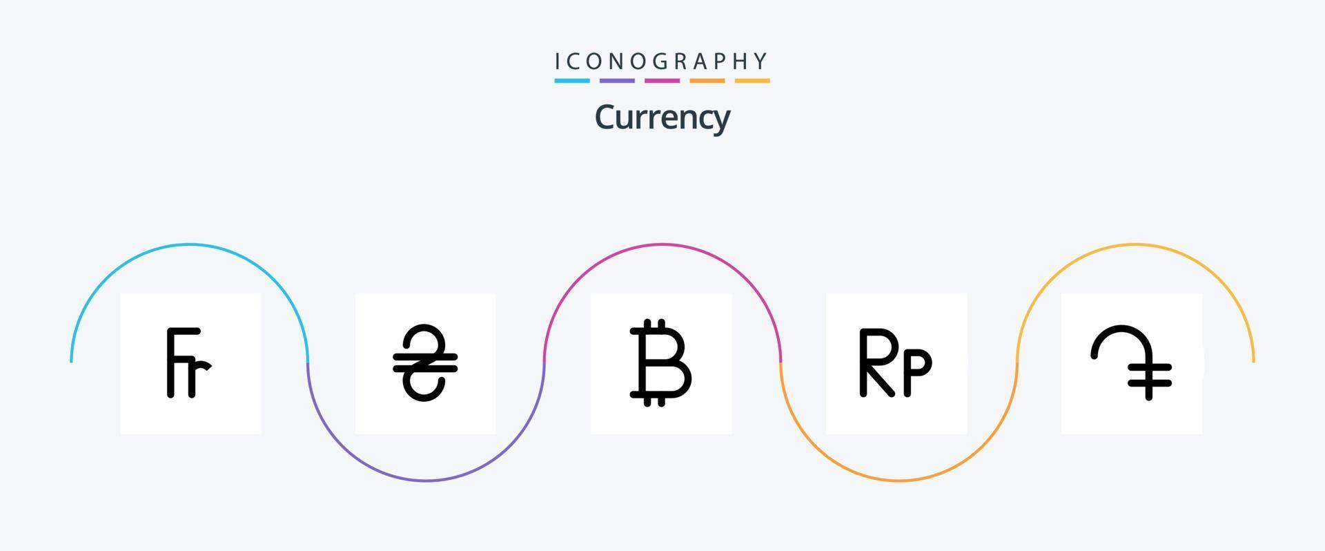 Currency Line Filled Flat 5 Icon Pack Including . coin. btc. armenia. rupiah vector