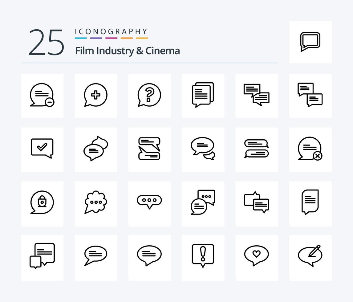 Cenima 25 Line icon pack including speech. approve. chat. message. chat vector