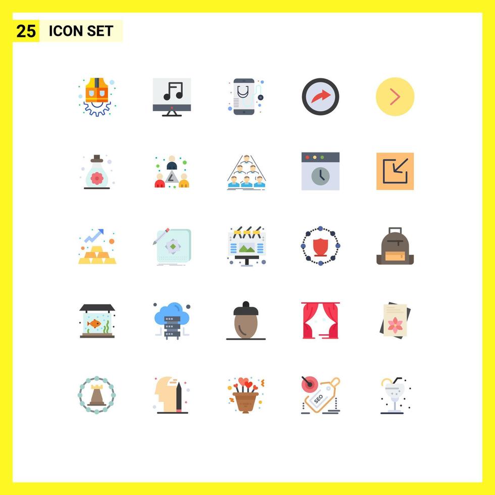 grupo de 25 signos y símbolos de colores planos para compartir enlaces de salud en línea elementos de diseño de vectores editables