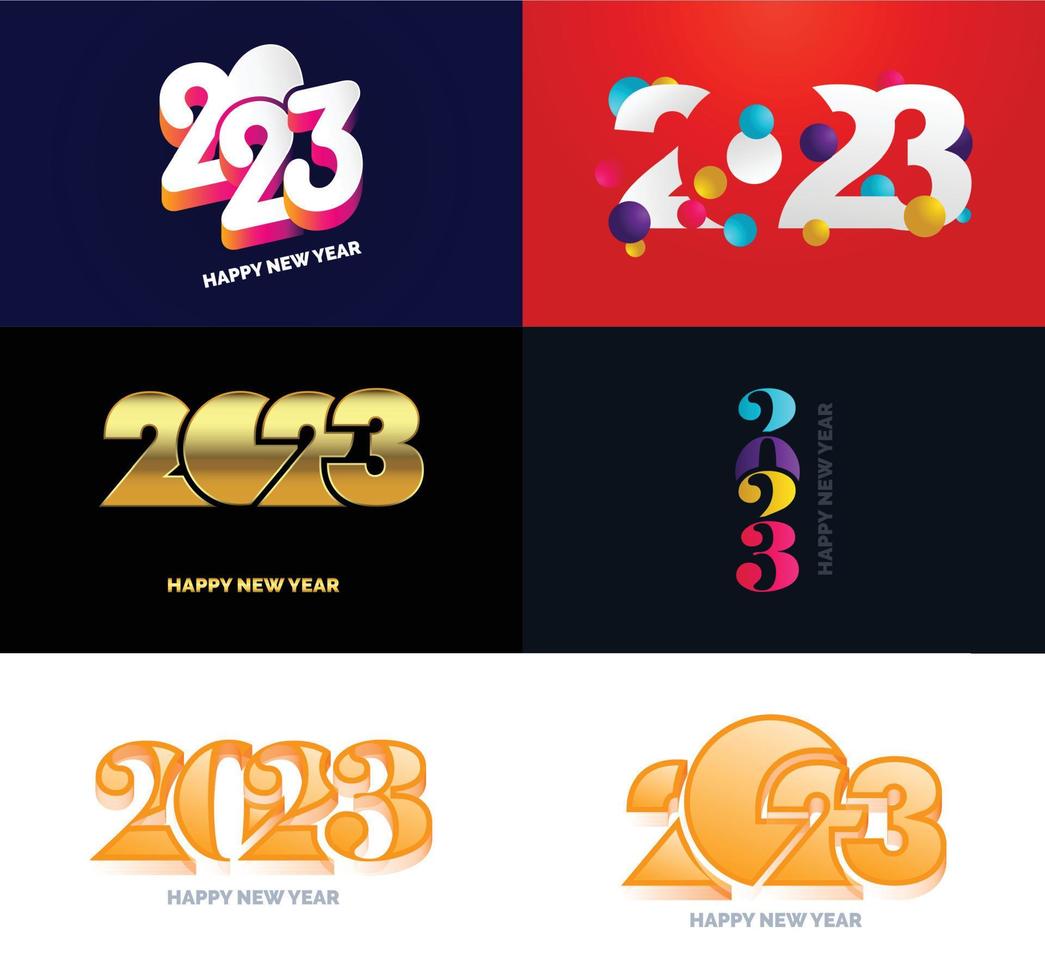Big Collection of 2023 Happy New Year symbols Cover of business diary for 2023 with wishes vector