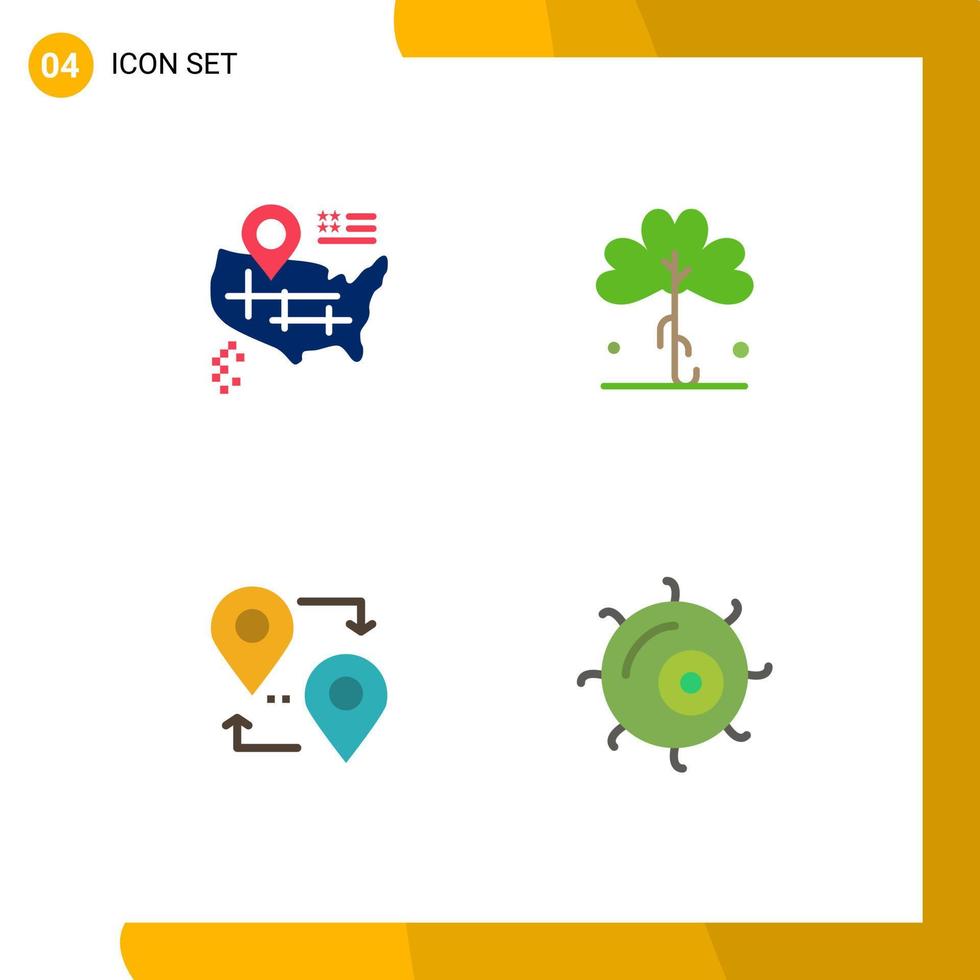 Set of 4 Commercial Flat Icons pack for location map clover irish travel Editable Vector Design Elements