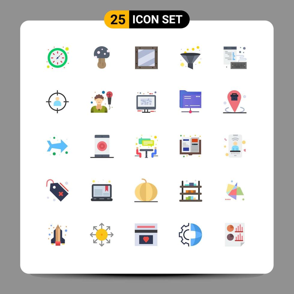 Group of 25 Modern Flat Colors Set for development browser coding funnel analysis Editable Vector Design Elements