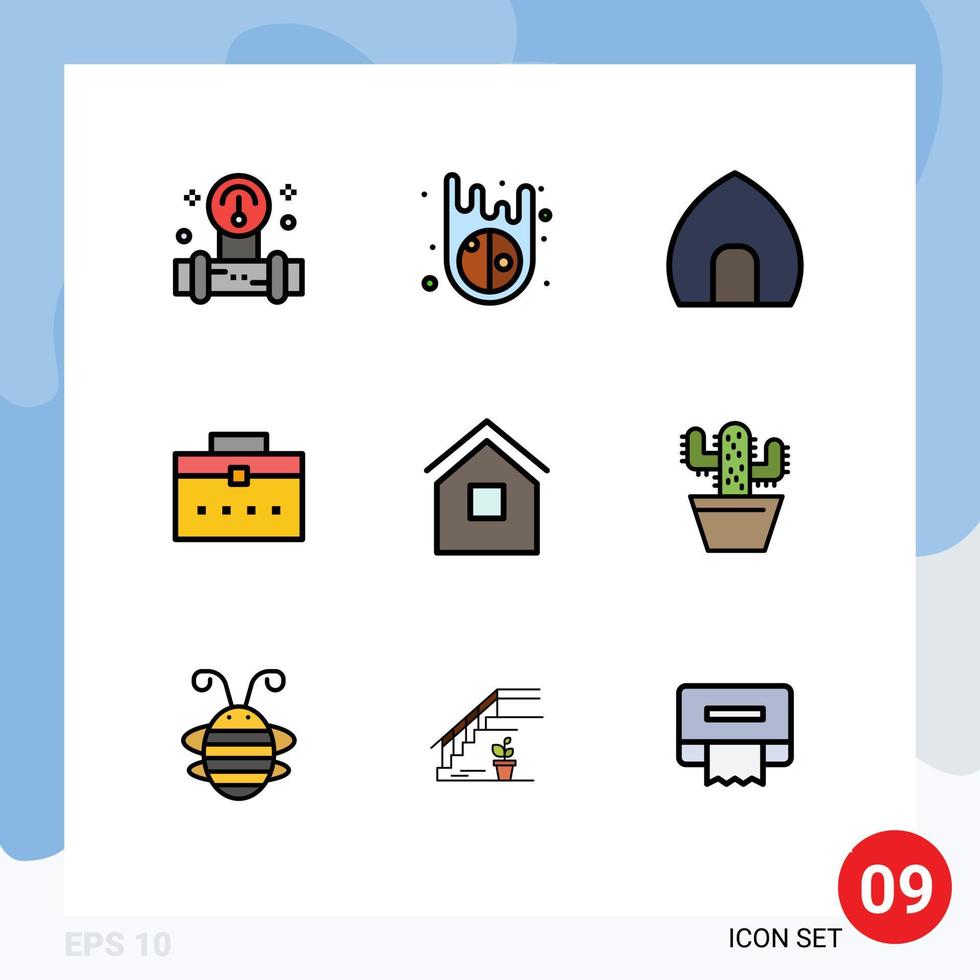 paquete de iconos de vector de stock de 9 signos y símbolos de línea para elementos de diseño de vector editables de bolsa de usuario de construcción de interfaz de inicio