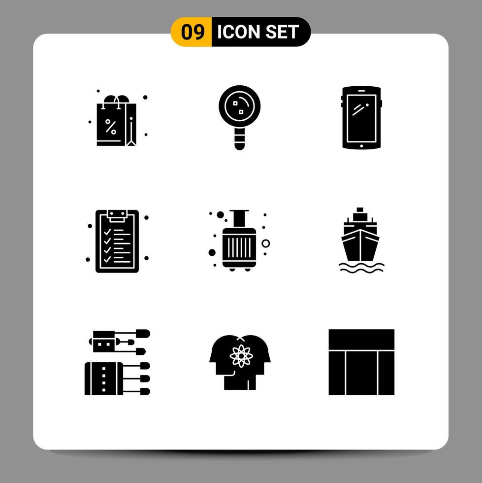 9 Creative Icons Modern Signs and Symbols of baggage education genetic checklist android Editable Vector Design Elements